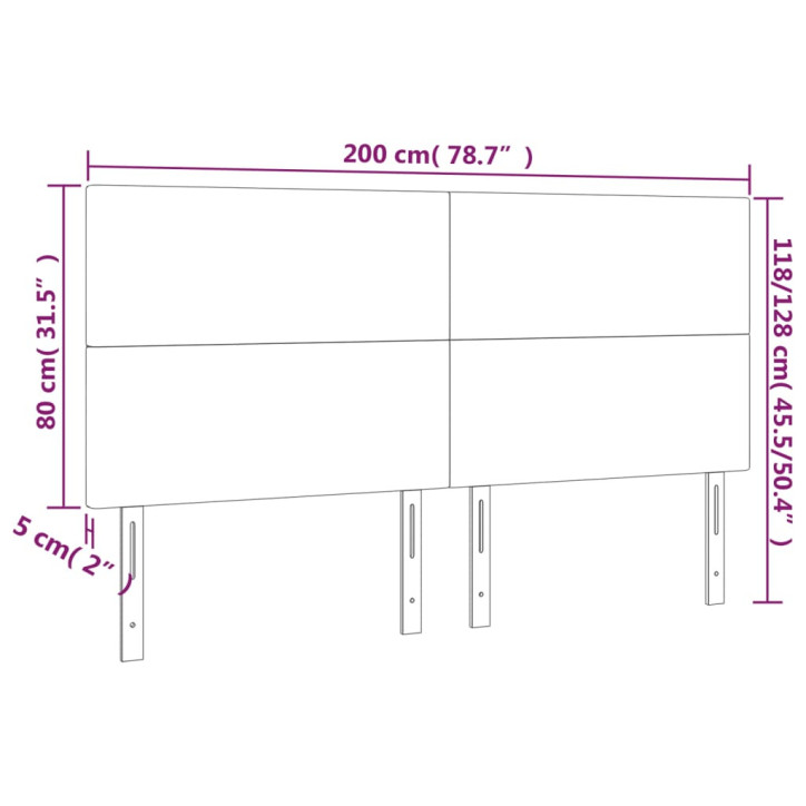 Galvūgalis su LED, juodos spalvos, 200x5x118/128cm, audinys