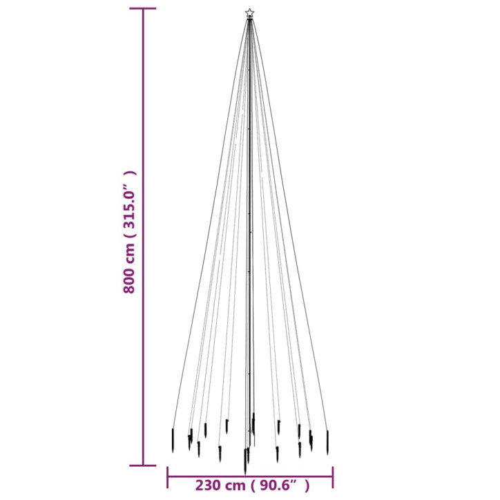 Kalėdų eglutė su kuoliuku, 800cm, 1134 šaltos baltos LED