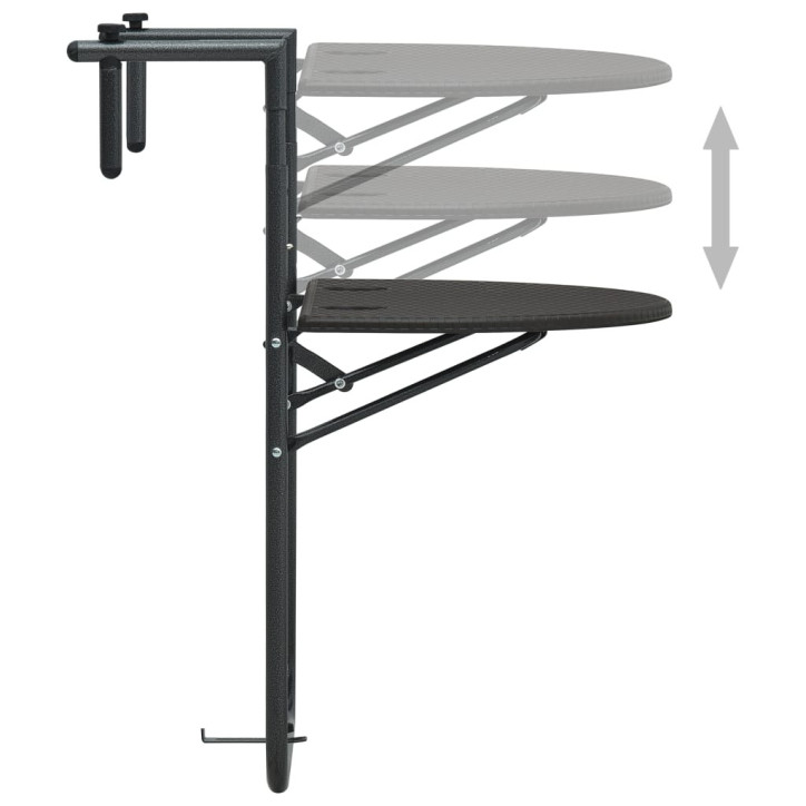 Pakabinamas balkono stalas, rudas, 60x64x83,5cm, plastikas