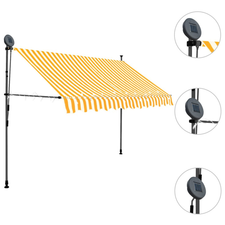 Rankinė ištraukiama markizė su LED, balta ir oranžinė, 300cm