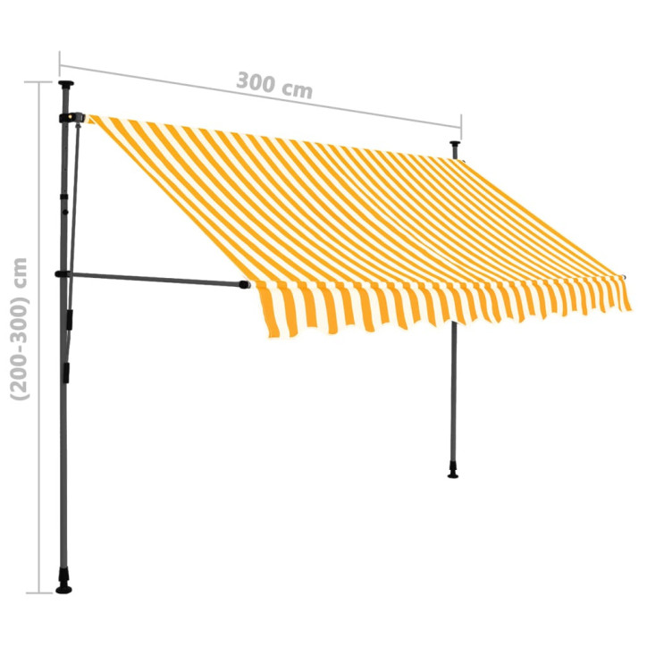 Rankinė ištraukiama markizė su LED, balta ir oranžinė, 300cm