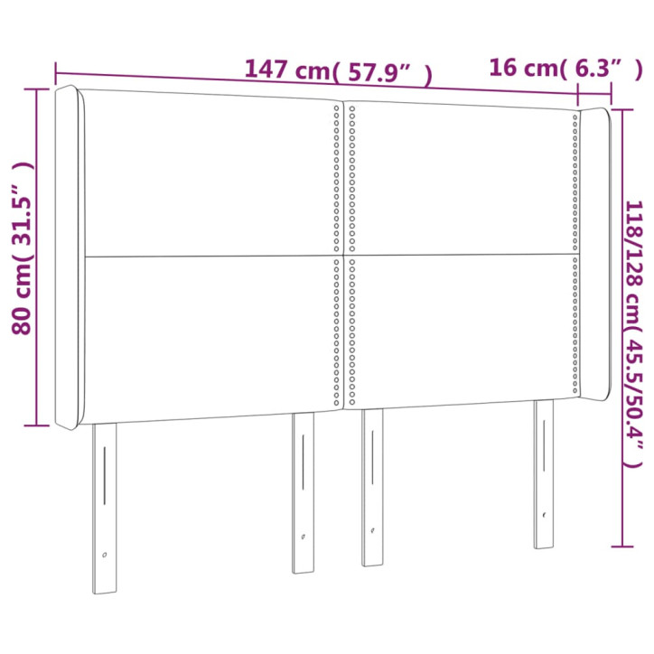 Galvūgalis su LED, taupe spalvos, 147x16x118/128cm, audinys