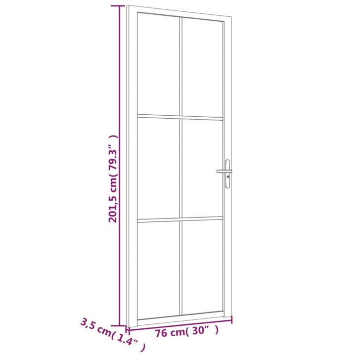 Vidaus durys, juodos, 76x201,5cm, ESG stiklas ir aliuminis