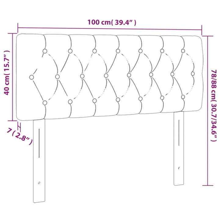 Galvūgalis su LED, tamsiai pilkas, 100x7x78/88cm, aksomas