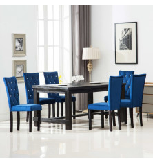 Valgomojo kėdės, 6 vnt., tamsiai mėlyna, aksomas