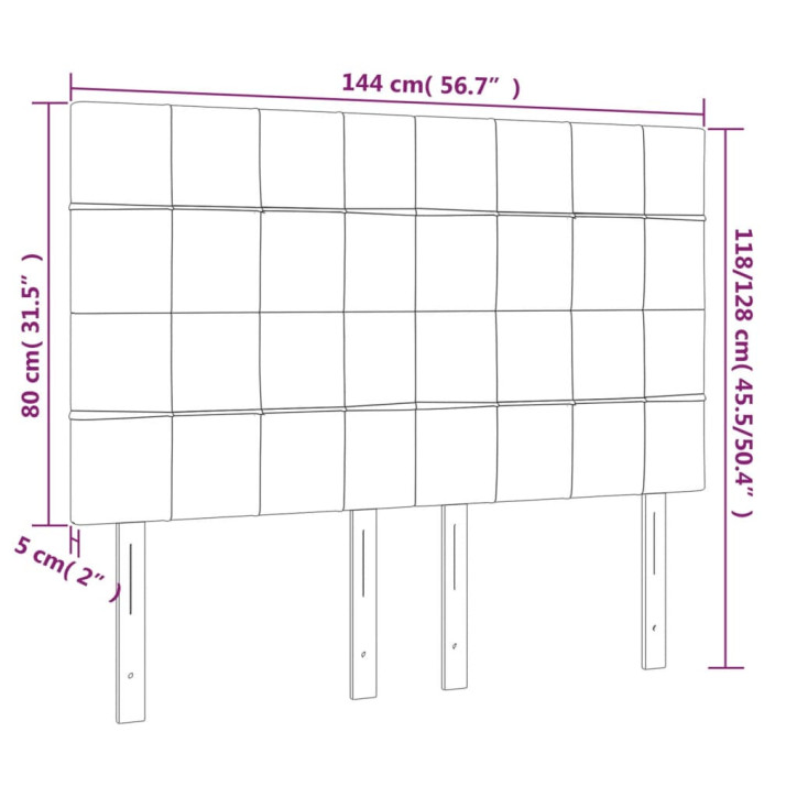 Galvūgalis su LED, juodos spalvos, 144x5x118/128cm, aksomas