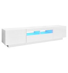 TV spintelė su LED apšvietimu, balta, 180x35x40cm, blizgi