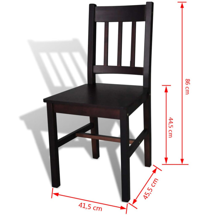 Valgomojo kėdės, 2vnt., tamsiai rudos, pušies mediena