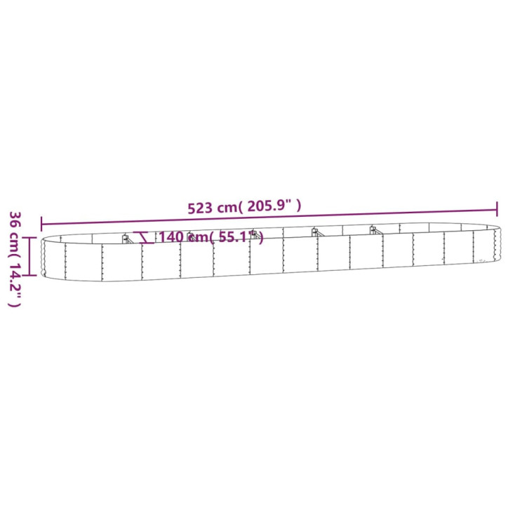 Sodo lovelis, pilkas, 523x140x36cm, plienas