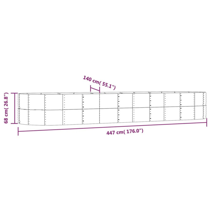 Sodo lovelis, pilkas, 447x140x68cm, plienas