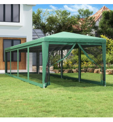 Proginė palapinė su 10 tinklinių sienų, žalia, 3x12m, HDPE