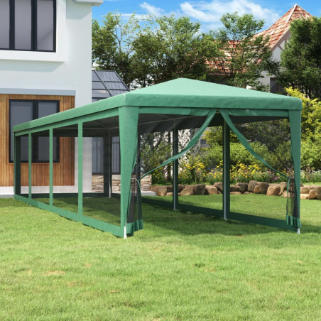 Proginė palapinė su 10 tinklinių sienų, žalia, 3x12m, HDPE