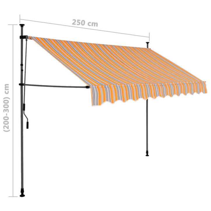 Rankinė ištraukiama markizė su LED, geltona ir mėlyna, 250cm