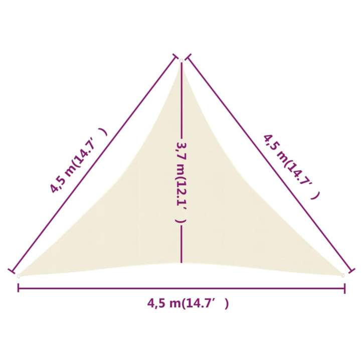 Uždanga nuo saulės, kreminė, 4,5x4,5x4,5m, HDPE, 160g/m²