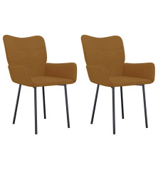 VidaXL Valgomojo kėdės, 2vnt., rudos spalvos, aksomas