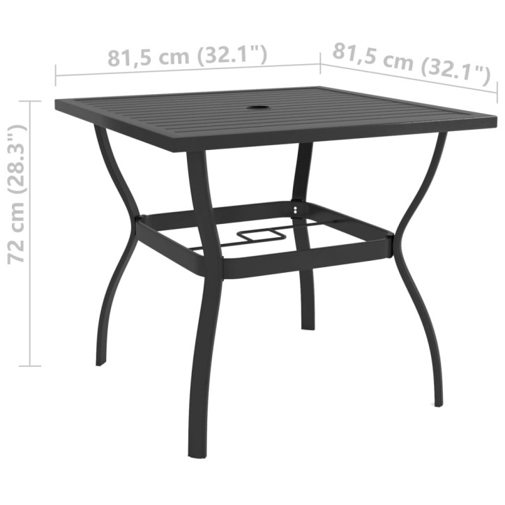 Sodo stalas, antracito spalvos, 81,5x81,5x72cm, plienas