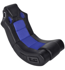 Supama kėdė, juoda ir mėlyna, garso jungtis, dirbtinė oda