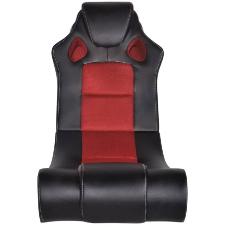 Supama kėdė, juoda ir raudona, garso jungtis, dirbtinė oda