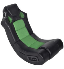 Supama kėdė, juoda ir žalia, garso jungtis, dirbtinė oda