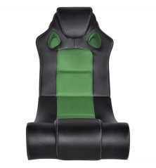 Supama kėdė, juoda ir žalia, garso jungtis, dirbtinė oda