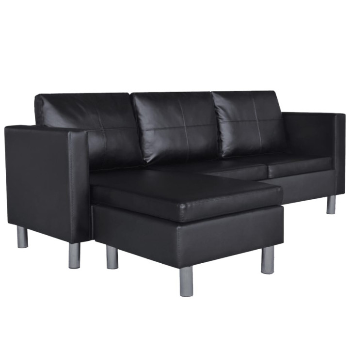 Sofa, trivietė, dirbtinė oda, juoda