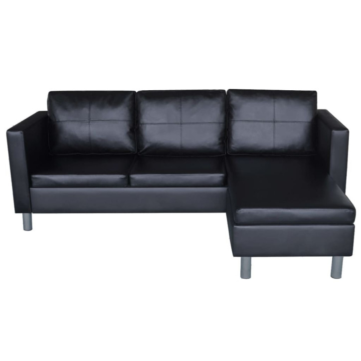 Sofa, trivietė, dirbtinė oda, juoda