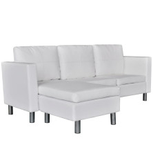 Sofa, trivietė, dirbtinė oda, balta