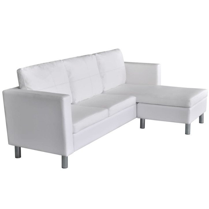 Sofa, trivietė, dirbtinė oda, balta