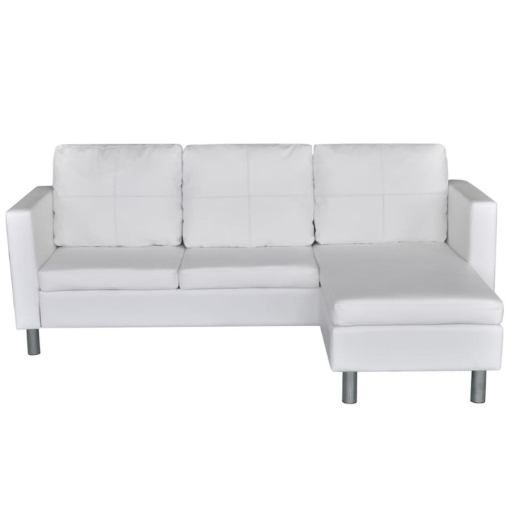 Sofa, trivietė, dirbtinė oda, balta