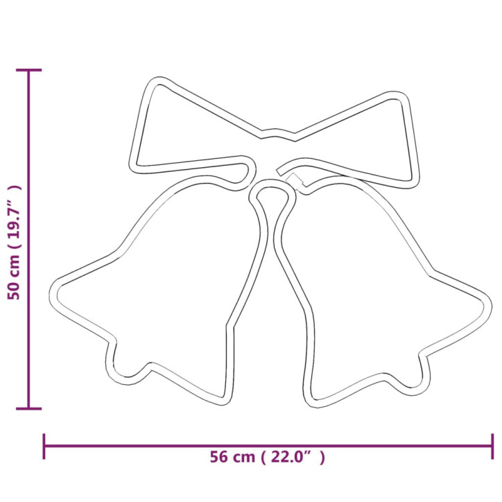 Kalėdinės dekoracijos varpeliai su 72 LED, 2vnt., 50x56cm