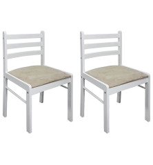 Valgomojo kėdės, 2vnt., baltos, bukmedžio masyvas ir aksomas