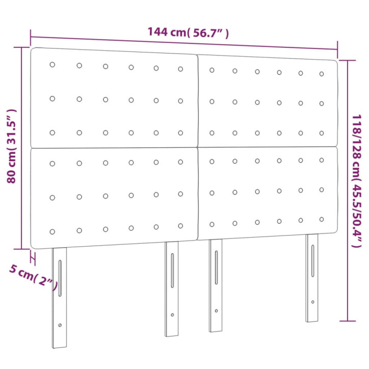 Galvūgalis su LED, juodos spalvos, 144x5x118/128cm dirbtinė oda