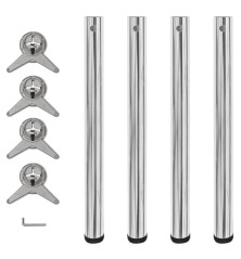 242133 4 Height Adjustable Table Legs Chrome 710 mm