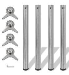 242136 4 Height Adjustable Table Legs Brushed Nickel 710 mm