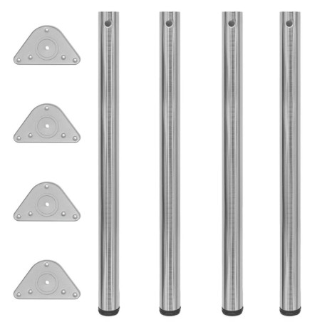 242146 4 Height Adjustable Table Legs Brushed Nickel 870 mm