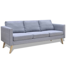 Trivietė sofa, audinys, šviesiai pilka