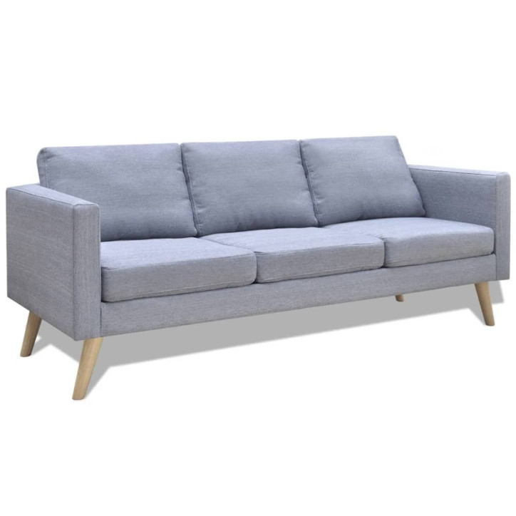 Trivietė sofa, audinys, šviesiai pilka