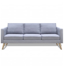 Trivietė sofa, audinys, šviesiai pilka