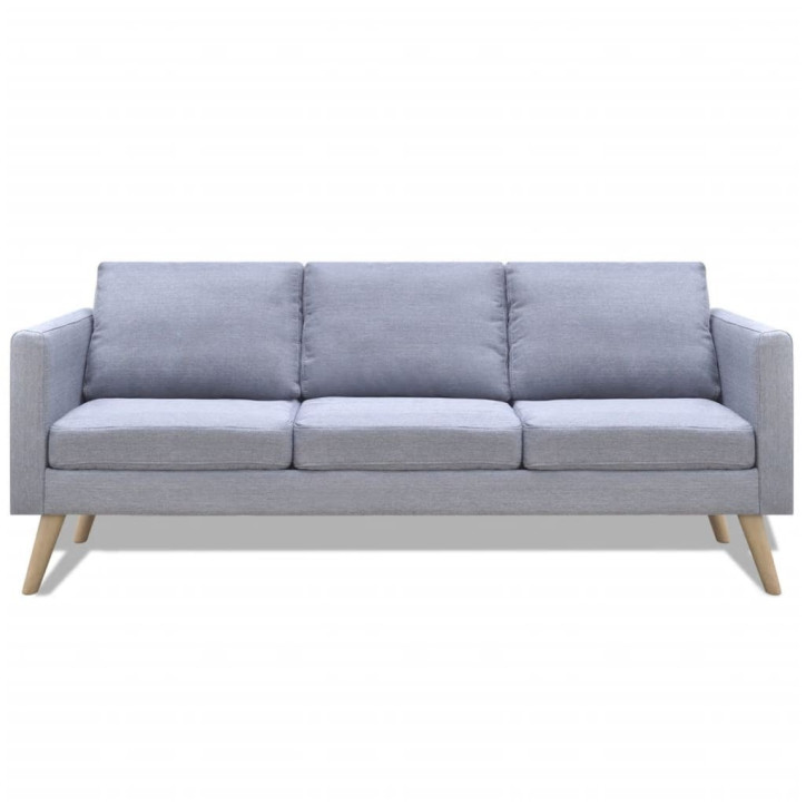 Trivietė sofa, audinys, šviesiai pilka