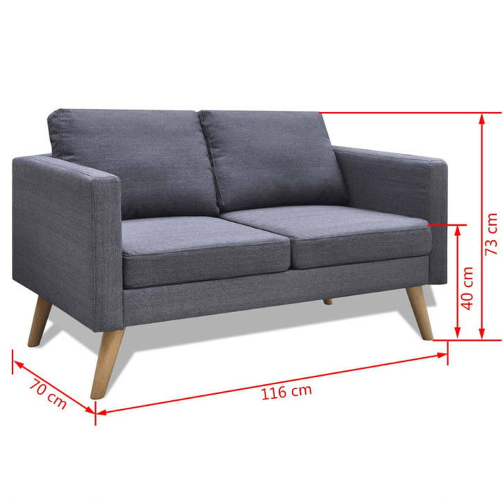 Dvivietė sofa, audinys, tamsiai pilka