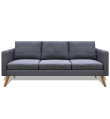 Trivietė sofa, audinys, tamsiai pilka