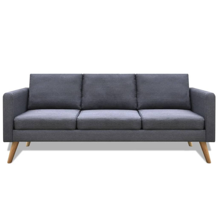 Trivietė sofa, audinys, tamsiai pilka