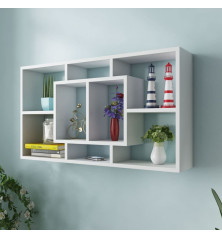 242548 Floating Wall Display Shelf 8 Compartments White