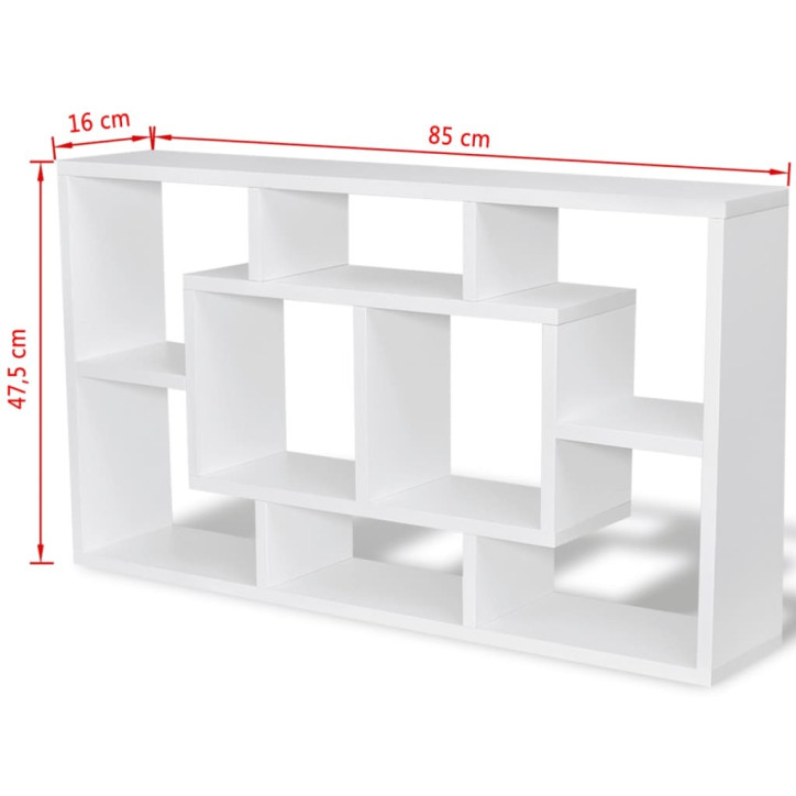 242548 Floating Wall Display Shelf 8 Compartments White