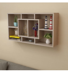 242549 Floating Wall Display Shelf 8 Compartments Oak Colour