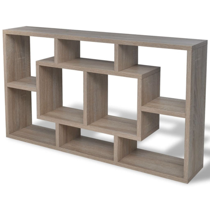 242549 Floating Wall Display Shelf 8 Compartments Oak Colour