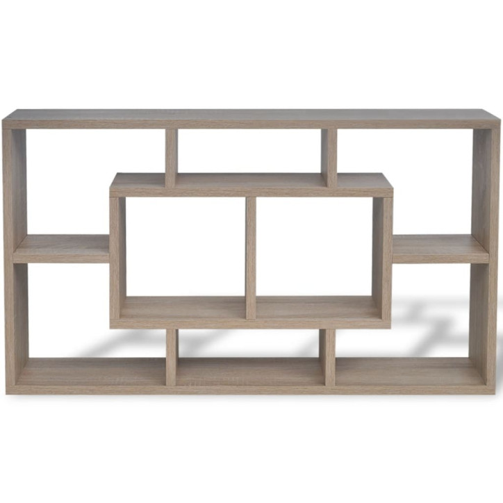 242549 Floating Wall Display Shelf 8 Compartments Oak Colour