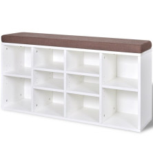 242554 Shoe Storage Bench 10 Compartments White