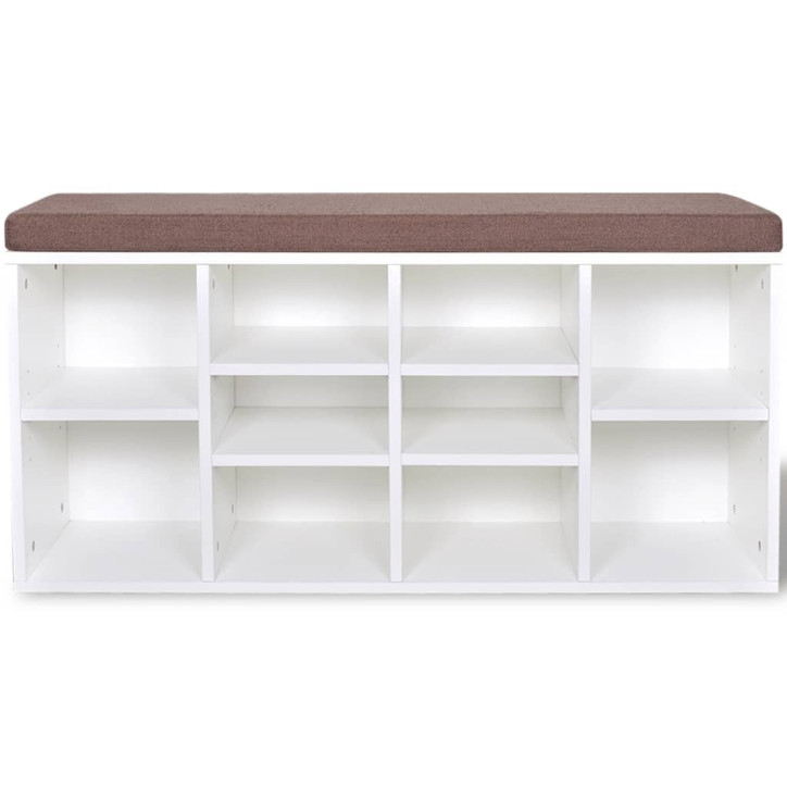 242554 Shoe Storage Bench 10 Compartments White