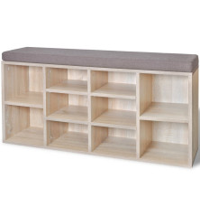 242555 Shoe Storage Bench 10 Compartments Oak Colour